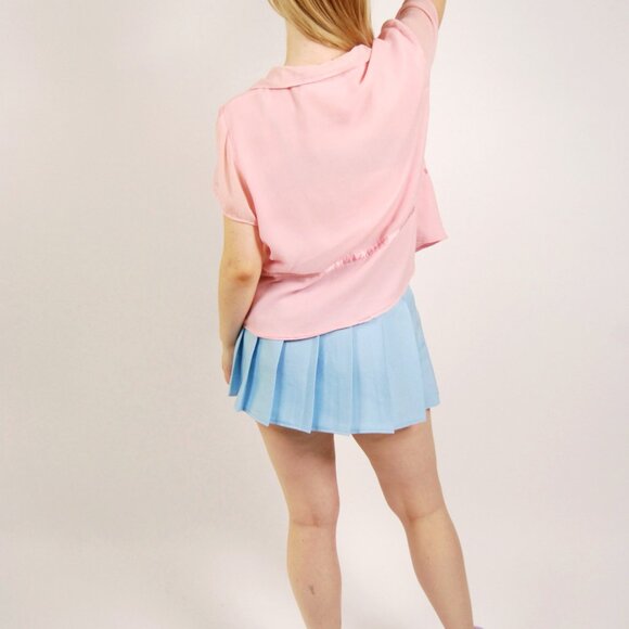 Y2K Crepe Blouse (L) silk pink vintage large business casual office coquette - Picture 3 of 8